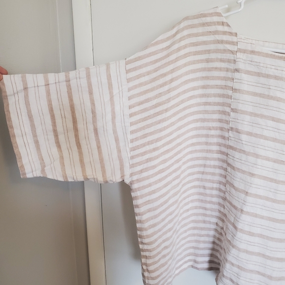 PureJill Tan Striped Linen Top - Picture 2 of 6